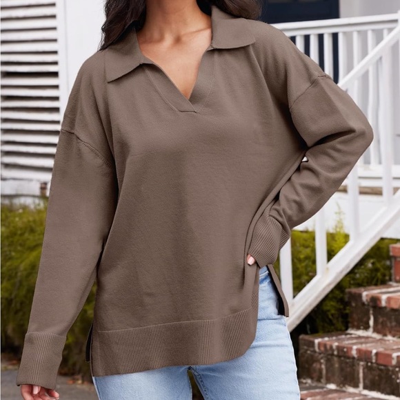 NWT Nutmeg Lillusory V-Neck Collared Sweater XL - Picture 1 of 16
